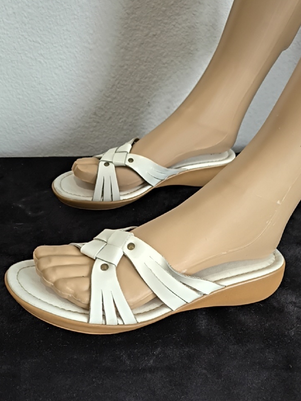 George White Braided Wedge Slide Sandals